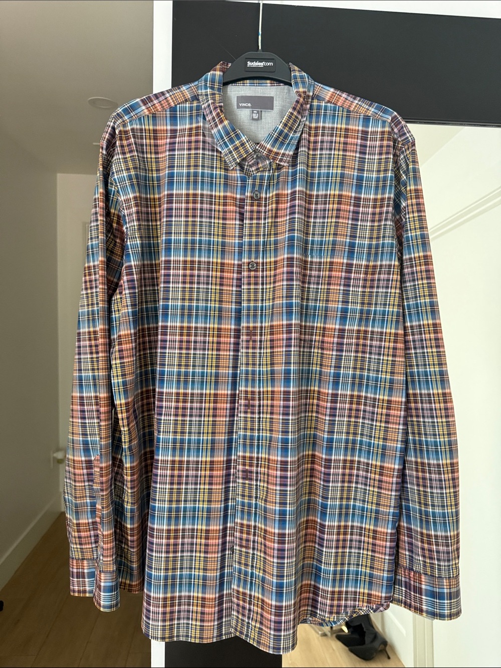 Vince Multicolor Plaid Long-Sleeve Button-Down Shirt